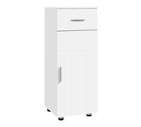 EUGAD Meuble Salle de Bain sur Pied 1 Porte 1 Tiroir 30x30x80cm Blanc | Étagère ajustable, rangement polyvalent pour entrée, salon, cuisine, chambre