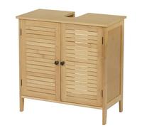 EUGAD Meuble sous Lavabo, Meuble de Salle de Bain en Bambou, Résistant à l'Humidité et pour Ranger Articles WC, avec Découpe pour Siphon de Drainage Vertical 20x10 cm, Étagère Réglable, 60x30x60cm