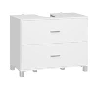EUGAD Meuble sous Lavabo, Meuble Salle de Bain Rangement, avec 2 Grands Tiroirs, 80x30x60 cm, Découpe pour Siphon 20x22 cm, Moderne, en Bois d'Ingénierie, Blanc