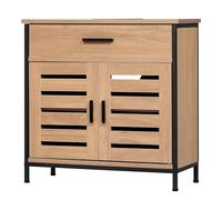 EUGAD Meuble sous Lavabo Salle de Bain, Meuble sous Vasque, avec 1 Grand Tiroir, 2 Portes à Lames, Étagère Réglable, en MDF, 60x30x60cm, Chêne Clair