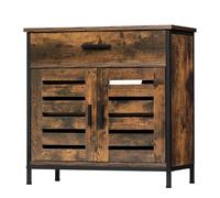 EUGAD Meuble sous Lavabo Salle de Bain, Meuble sous Vasque, avec 1 Grand Tiroir, 2 Portes à Lames, Étagère Réglable, en MDF, 60x30x60cm, Effet de Bois Brûlé