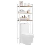 EUGAD Meuble WC, Meuble Dessus Machine à Laver, à 3 Niveaux, Gain d'Espace, Chêne Clair + Blanc, 63x24x163cm