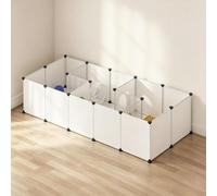 EUGAD Modulable Enclos Lapin Intérieur, Parc Enclos Lapin Plastique | 20 panneaux 35x35cm,avec Grotte de Curiosité, Enclos Cochon d'Inde, Cage Modulaire pour Cochon d’Inde, Hérisson 175x75x35cm
