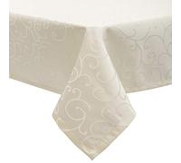 EUGAD Nappe Rectangulaire 130x220 cm, Lavable et Antitache, Motif Ornements Damassés avec Finition Satinée, Facile à Repasser, avec Ourlet, Idéale pour Cuisine et Salon, Crème