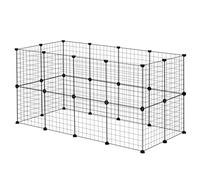 EUGAD Parc Enclos Lapin Intérieur, Modulable Enclos pour Petits Animaux, DIY Parc Cochon d'Inde, Clapier Métallique Noir, Clôture Réglable pour Enclos Cavia, 24 Panneaux Grillagés 35x35cm