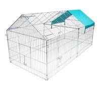 EUGAD Parc enclos Petits Animaux, Parc enclos extérieur avec 3 portes, en métal avec couvercle,220x103x103 cm