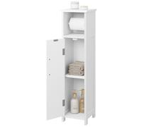 EUGAD Porte Papier Toilette sur Pied, Meuble Étroit pour Papier Toilette, Blanc, 18x18x71cm