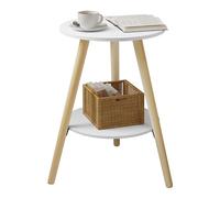 EUGAD Table Basse Ronde, Table d'Appoint à 2 Étages, en Bois Massif et MDF, 38x38x55 cm