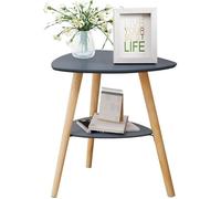 EUGAD Table Basse, Table d'Appoint avec 2 Plateaux, Table de Chevet Scandinave, Pieds en Bois Massif, Gris E0AG0032
