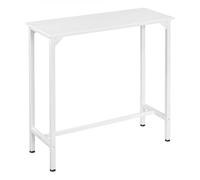 EUGAD Table de Bar 100x40x100 cm, Table Haute Étroite Métal & Bois | Mange debout pour Cuisine, Bar, Bistro, Blanc