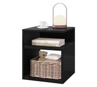 EUGAD Table de Chevet avec 2 Compartiments Ouverts, Table de Nuit, Design Simple, 35x35x41,5 cm, en Bois d'Ingénierie, Noir, 0006CTG