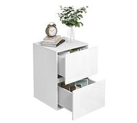 EUGAD Table de Chevet avec 2 Tirroirs Brillants, Table de Nuit, 40x40x58cm, Style Scandinave pour Chambre, Salon, Coin, Blanc, 0182ZZ