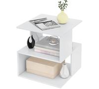 EUGAD Table de Chevet Blanche, Table d’Appoint, Design Moderne, avec 2 Étagères pour Salon, Chambre à Coucher, 40x40x43,5cm, 0166ZZ