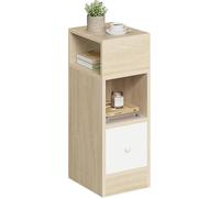 EUGAD Table de Chevet Étroite, Table de Nuit avec 2 Compartiments Ouverts et 1 Tiroir, 25x30x66cm, Compact, pour Chambre à Coucher, Salon, en Aggloméré, Chêne Clair, 0192ZZ