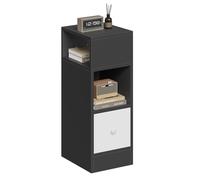 EUGAD Table de Chevet Étroite, Table de Nuit avec 2 Compartiments Ouverts et 1 Tiroir, 25x30x66cm, pour Chambre à Coucher, Salon, en Aggloméré, Gris foncé, 0010CTG