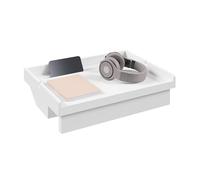 EUGAD Table de Chevet Suspendue, Étagère de Lit à Clipser, en Bambou, avec Trous pour Câbles, Emplacement pour Télephone, Blanc