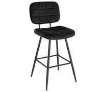 EUGAD Tabouret Bar, Chaise de Bar, avec Dossier, Repose-Pieds, Siège Rembourré, en Velours et Métal, Noir,1042BY-1