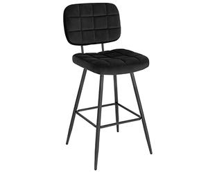 EUGAD Tabouret Bar, Chaise de Bar, avec Dossier, Repose-Pieds, Siège Rembourré, en Velours et Métal, Noir,1042BY-1