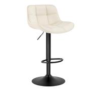 EUGAD Tabouret Bar, Chaise de Bar pivotante, avec Repose-Pieds et Dossier, pour Bistro, Restaurant, Cuisine, Hauteur Réglable, en Velours, Crème