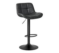 EUGAD Tabouret Bar, Chaise de Bar pivotante, avec Repose-Pieds et Dossier, pour Bistro, Restaurant, Cuisine, Hauteur Réglable, en Similicuir Vintage, Anthracite