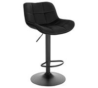 EUGAD Tabouret Bar, Chaise de Bar pivotante, avec Repose-Pieds et Dossier, pour Bistro, Restaurant, Cuisine, Hauteur Réglable, en Velours, Noir