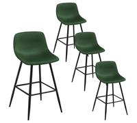 EUGAD Tabouret Bar, Lot de 4, Chaise de Bar, avec Dossier, Chaise Haute Cuisine, Tabouret de Bar en Velours, Siège Rembourré, avec Repose-Pieds, Pieds en Métal, Vert foncé, 1089BY-4