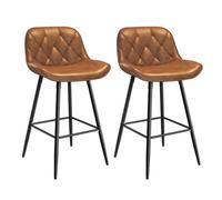 EUGAD Tabouret de Bar Lot de 2, Chaise de Bar avec Dossier, Tabouret Ergonomique avec Pieds et Repose-Pieds Métalliques, Tabouret Similicuir Rembourré, pour Bar, îlot de Cuisine, Marron, 1097BY-2