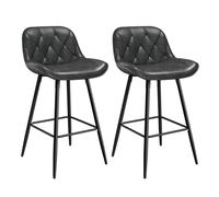 EUGAD Tabouret de Bar Lot de 2, Chaise de Bar avec Dossier, Tabouret Ergonomique avec Pieds et Repose-Pieds Métalliques, Tabouret Similicuir Rembourré, pour Bar, îlot de Cuisine, Anthracite, 1095BY-2