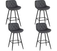 EUGAD Tabouret de Bar Lot de 4, Chaise Bar en Velours avec Dossier,Ergonomique avec Repose-Pieds Métalliques, Gris foncé E0AG0136-4