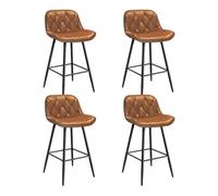 EUGAD Tabouret de Bar Lot de 4, Chaise de Bar avec Dossier, Tabouret Ergonomique avec Pieds et Repose-Pieds Métalliques, Tabouret Similicuir Rembourré, pour Bar, îlot de Cuisine, Marron, 1097BY-4