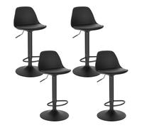 EUGAD Tabouret de Bar Lot de 4, pour Îlot de Cuisine, Bar, Salle à Manger, Réglable en Hauteur et Pivotante, avec Dossier, Repose-Pieds, en Cuir synthétique, Noir