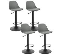 EUGAD Tabouret de Bar Lot de 4, pour Îlot de Cuisine, Bar, Salle à Manger, Réglable en Hauteur et Pivotante, avec Dossier, Repose-Pieds, en Cuir synthétique, Gris