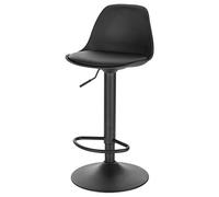 EUGAD Tabouret de Bar, pour Îlot de Cuisine, Bar, Salle à Manger, Réglable en Hauteur et Pivotante, avec Dossier, Repose-Pieds, en Cuir synthétique, Noir