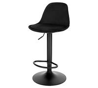 EUGAD Tabouret de Bar, pour Îlot de Cuisine, Bar, Salle à Manger, Réglable en Hauteur et Pivotante, avec Dossier, Repose-Pieds, en Velours, Noir