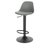 EUGAD Tabouret de Bar, pour Îlot de Cuisine, Bar, Salle à Manger, Réglable en Hauteur et Pivotante, avec Dossier, Repose-Pieds, en Cuir synthétique, Gris