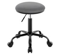 EUGAD Tabouret de Bureau, Tabouret de Coiffeuse, Velours, Gris Foncé