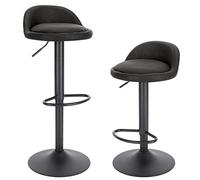 EUGAD Tabourets de Bar Lot de 2, Chaise de Bar en Similicuir, Pivotant, Hauteur Réglable, avec Dossier et Repose-Pieds, Hauteur du Siège 61-82cm, Anthracite 0913BY-2