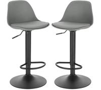 EUGAD Tabourets de Bar Lot de 2 pivotant,Tabouret de Bar en Cuir synthétique réglable en Hauteur,Gris