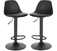 EUGAD Tabourets de Bar Lot de 2 pivotant,Tabouret de Bar en Cuir synthétique réglable en Hauteur,Noir