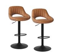 EUGAD Tabourets de Bar Lot de 2, Rotatif à 360 °et réglable en Hauteur,Tabouret de Cuisine, en Similicuir, Brun 0667BY-2s