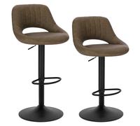 EUGAD Tabourets de Bar Lot de 2, Rotatif à 360 °et réglable en Hauteur,Tabouret de Cuisine, en Similicuir, Brun Foncé 0668BY-2