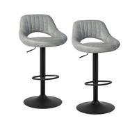 EUGAD Tabourets de Bar Lot de 2, Rotatif à 360 °et réglable en Hauteur,Tabouret de Cuisine, en Similicuir, Gris 0669BY-2