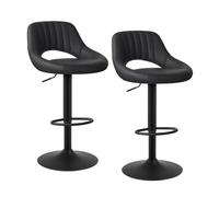 EUGAD Tabourets de Bar Lot de 2, Rotatif à 360 °et réglable en Hauteur,Tabouret de Cuisine, en Similicuir, Anthracite 0666BY-2