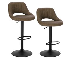 EUGAD Tabourets de Bar Lot de 2, Rotatif à 360 °et réglable en Hauteur,Tabouret de Cuisine, en Similicuir, Brun Foncé 0668BY-2