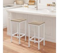 EUGAD Tabourets de Bar Lot de 2, Tabouret de Cuisine, Style Industriel, avec Repose-Pieds, pour Bistro, Salle à Manger, en Bois Aggloméré + Métal, 33x65x33 cm, Chêne Clair, 1059BY-2