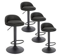 EUGAD Tabourets de Bar Lot de 4, Chaise de Bar en Similicuir, Pivotant, Hauteur Réglable, avec Dossier et Repose-Pieds, Hauteur du Siège 61-82cm, Anthracite 0913BY-4