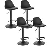 EUGAD Tabourets de Bar Lot de 4 pivotant,Tabouret de Bar en Cuir synthétique réglable en Hauteur,Noir E0AG0039-4