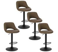 EUGAD Tabourets de Bar Lot de 4, Tabouret de Cuisine avec Assise en Similicuir et Pieds en Métal, Brun Foncé, 0668BY-4