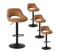 EUGAD Tabourets de Bar Lot de 4,Tabouret de Cuisine avec Assise en Similicuir et Pieds en Métal, Brun, 0667BY-4
