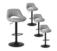 EUGAD Tabourets de Bar Lot de 4, Tabouret de Cuisine avec Assise en Similicuir et Pieds en Métal, Gris, 0669BY-4